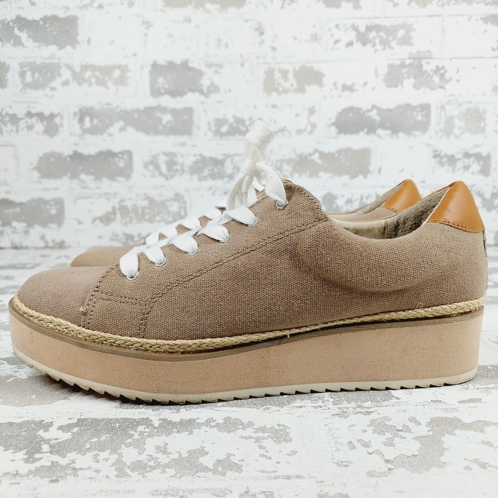 Dolce Vita Tomas Rope Oxford Tan Lace Up Round Toe Casual Wedge Sneakers H1038